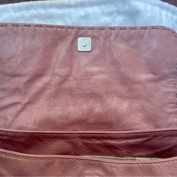 Fendi Rose gold Leather Shoulder Selleria Bag with silver hardware. - Picture 5 of 12